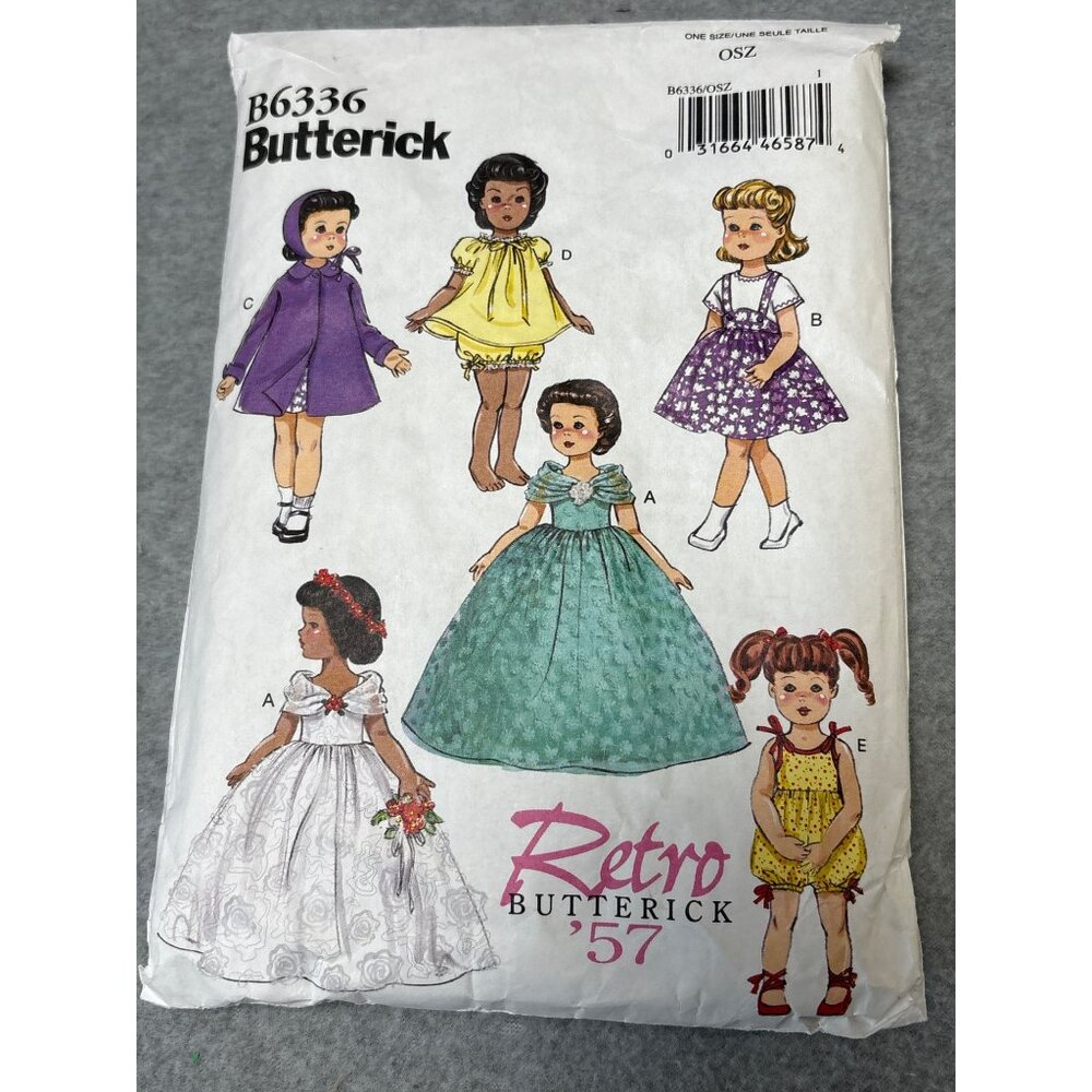 Butterick B6336 Retro 57 Doll Clothes Sewing Pattern Size 18" Doll 2016